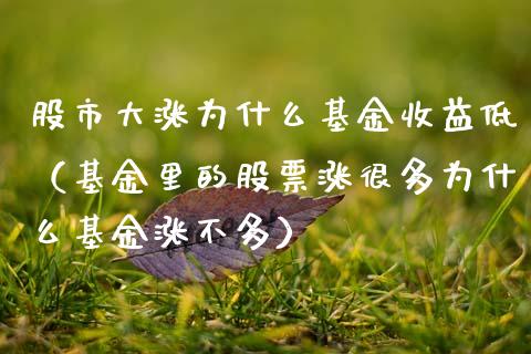股市大涨为什么基金收益低（基金里的股票涨很多为什么基金涨不多）_https://www.qdlswl.com_理财_第1张