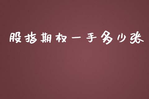 股指期权一手多少张_https://www.qdlswl.com_期货_第1张