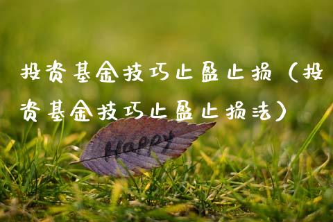 投资基金技巧止盈止损（投资基金技巧止盈止损法）_https://www.qdlswl.com_基金_第1张