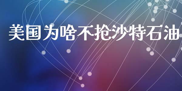 美国为啥不抢沙特石油_https://www.qdlswl.com_直播_第1张