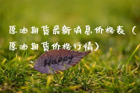 原油期货最新消息价格表（原油期货价格行情）_https://www.qdlswl.com_股指_第1张