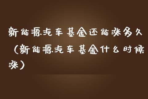 新能源汽车基金还能涨多久（新能源汽车基金什么时候涨）_https://www.qdlswl.com_基金_第1张