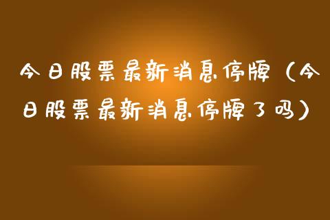 今日股票最新消息停牌（今日股票最新消息停牌了吗）_https://www.qdlswl.com_内盘_第1张