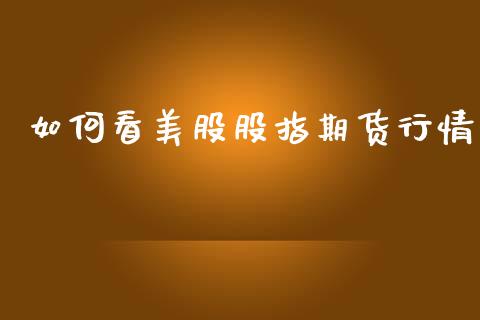 如何看美股股指期货行情_https://www.qdlswl.com_期货_第1张