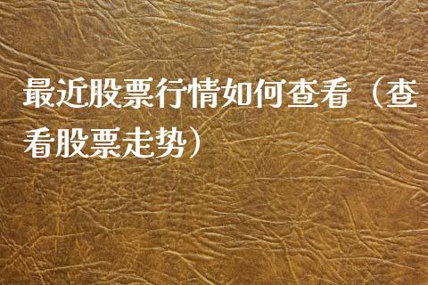 最近股票行情如何查看（查看股票走势）_https://www.qdlswl.com_内盘_第1张