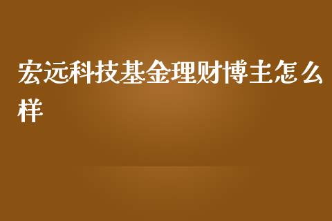 宏远科技基金理财博主怎么样_https://www.qdlswl.com_理财_第1张