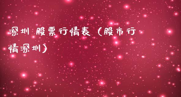 深圳 股票行情表（股市行情深圳）_https://www.qdlswl.com_外盘_第1张
