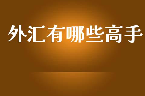 外汇有哪些高手_https://www.qdlswl.com_外盘_第1张