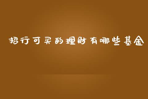 招行可买的理财有哪些基金_https://www.qdlswl.com_理财_第1张