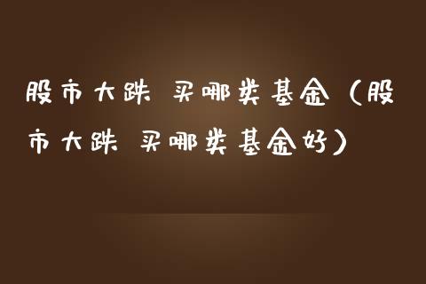 股市大跌 买哪类基金（股市大跌 买哪类基金好）_https://www.qdlswl.com_基金_第1张