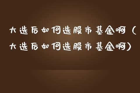 大选后如何选股市基金啊（大选后如何选股市基金啊）_https://www.qdlswl.com_基金_第1张