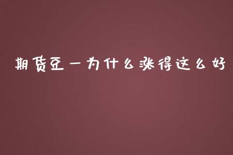 期货豆一为什么涨得这么好_https://www.qdlswl.com_股指_第1张