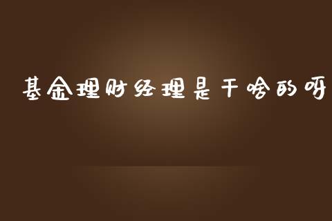 基金理财经理是干啥的呀_https://www.qdlswl.com_基金_第1张