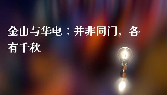 金山与华电：并非同门，各有千秋_https://www.qdlswl.com_外盘_第1张