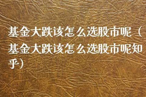 基金大跌该怎么选股市呢（基金大跌该怎么选股市呢知乎）_https://www.qdlswl.com_基金_第1张