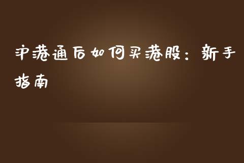 沪港通后如何买港股：新手指南_https://www.qdlswl.com_直播_第1张