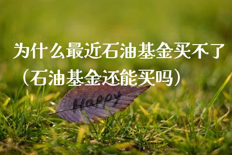 为什么最近石油基金买不了（石油基金还能买吗）_https://www.qdlswl.com_理财_第1张