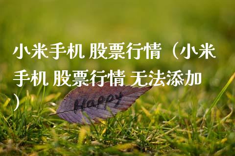 小米手机 股票行情（小米手机 股票行情 无法添加）_https://www.qdlswl.com_外盘_第1张