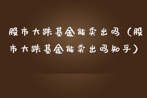 股市大跌基金能卖出吗（股市大跌基金能卖出吗知乎）_https://www.qdlswl.com_基金_第1张