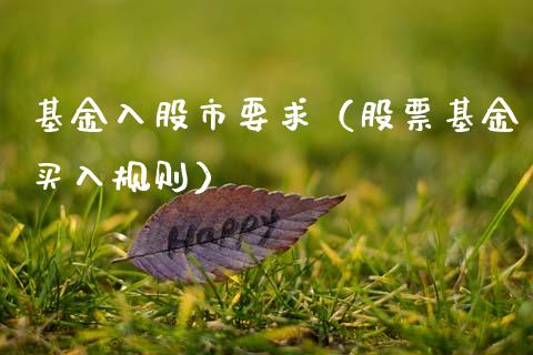 基金入股市要求（股票基金买入规则）_https://www.qdlswl.com_理财_第1张