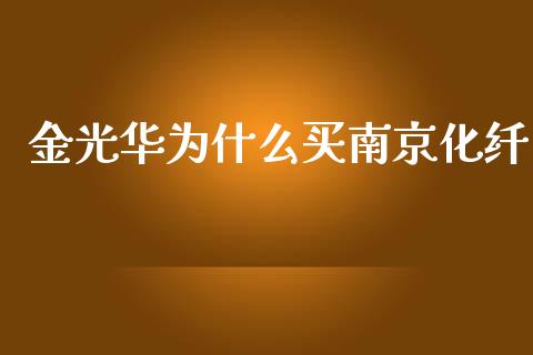 金光华为什么买南京化纤_https://www.qdlswl.com_期货_第1张
