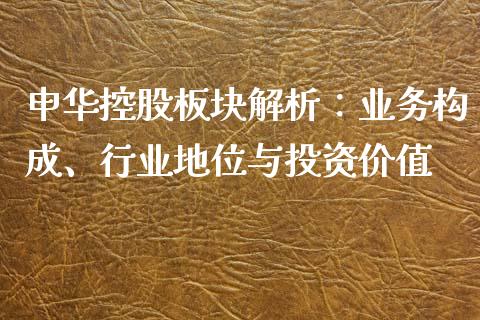 申华控股板块解析：业务构成、行业地位与投资价值_https://www.qdlswl.com_内盘_第1张