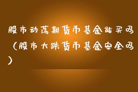 股市动荡期货币基金能买吗（股市大跌货币基金安全吗）_https://www.qdlswl.com_基金_第1张