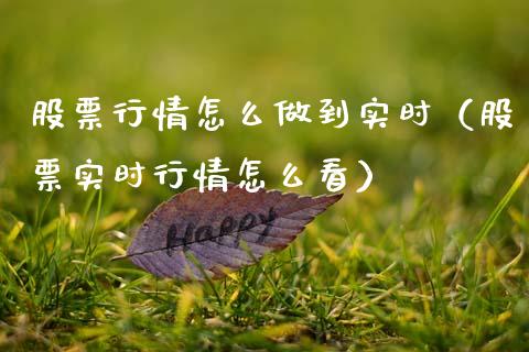 股票行情怎么做到实时（股票实时行情怎么看）_https://www.qdlswl.com_股票_第1张