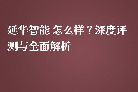 延华智能 怎么样？深度评测与全面解析_https://www.qdlswl.com_基金_第1张