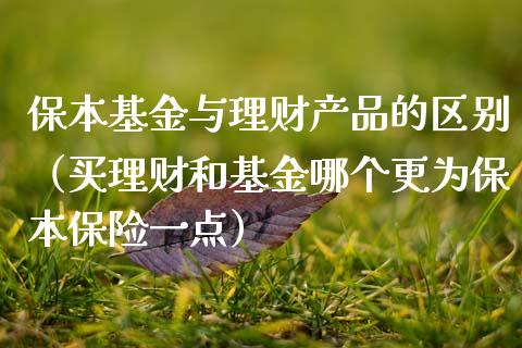 保本基金与理财产品的区别（买理财和基金哪个更为保本保险一点）_https://www.qdlswl.com_理财_第1张