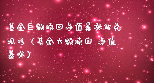 基金巨额赎回净值暴涨能兑现吗（基金大额赎回 净值暴涨）_https://www.qdlswl.com_基金_第1张