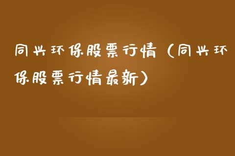 同兴环保股票行情（同兴环保股票行情最新）_https://www.qdlswl.com_外盘_第1张