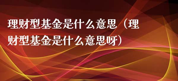 理财型基金是什么意思（理财型基金是什么意思呀）_https://www.qdlswl.com_理财_第1张