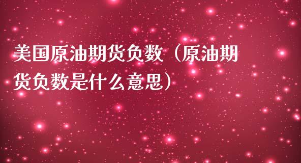 美国原油期货负数（原油期货负数是什么意思）_https://www.qdlswl.com_期货_第1张