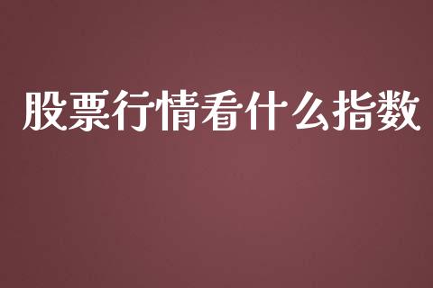 股票行情看什么指数_https://www.qdlswl.com_股票_第1张