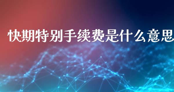 快期特别手续费是什么意思_https://www.qdlswl.com_股票_第1张