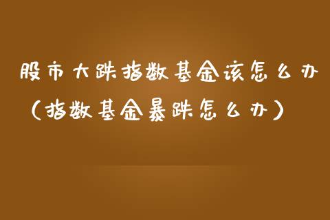 股市大跌指数基金该怎么办（指数基金暴跌怎么办）_https://www.qdlswl.com_理财_第1张