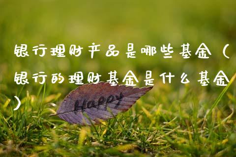 银行理财产品是哪些基金（银行的理财基金是什么基金）_https://www.qdlswl.com_基金_第1张