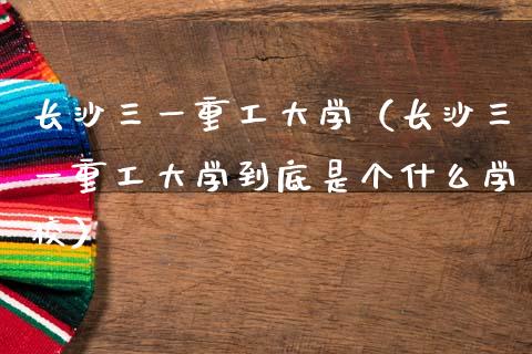 长沙三一重工大学（长沙三一重工大学到底是个什么学校）_https://www.qdlswl.com_股票_第1张