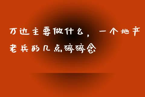 万达主要做什么，一个地产老兵的几点碎碎念_https://www.qdlswl.com_股指_第1张