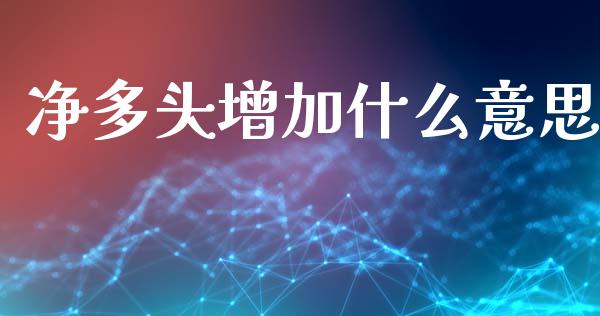 净多头增加什么意思_https://www.qdlswl.com_期货_第1张