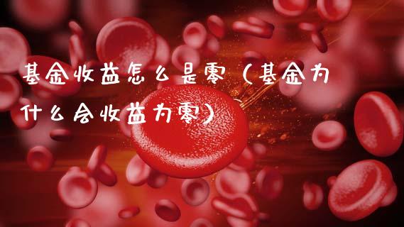 基金收益怎么是零（基金为什么会收益为零）_https://www.qdlswl.com_理财_第1张