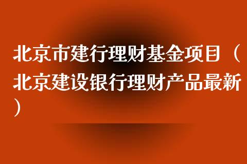 北京市建行理财基金项目（北京建设银行理财产品最新）_https://www.qdlswl.com_理财_第1张