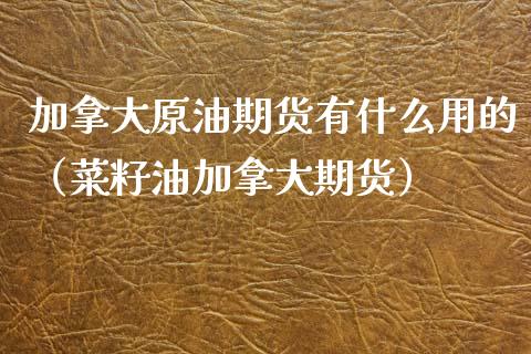 加拿大原油期货有什么用的（菜籽油加拿大期货）_https://www.qdlswl.com_期货_第1张