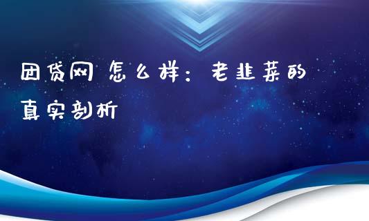 团贷网 怎么样：老韭菜的真实剖析_https://www.qdlswl.com_基金_第1张