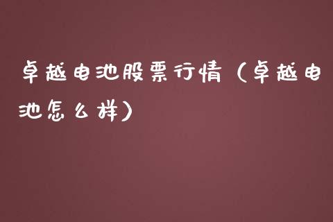 卓越电池股票行情（卓越电池怎么样）_https://www.qdlswl.com_外盘_第1张