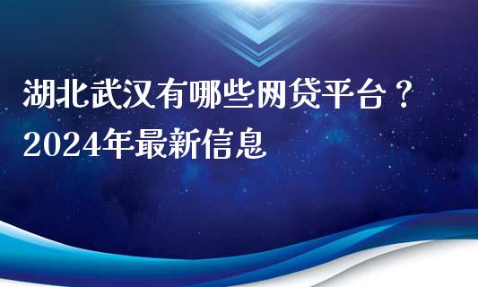 湖北武汉有哪些网贷平台？2024年最新信息_https://www.qdlswl.com_股指_第1张