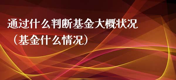 通过什么判断基金大概状况（基金什么情况）_https://www.qdlswl.com_基金_第1张