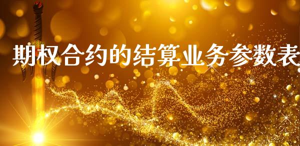 期权合约的结算业务参数表_https://www.qdlswl.com_外盘_第1张
