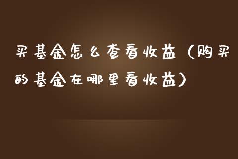 买基金怎么查看收益（购买的基金在哪里看收益）_https://www.qdlswl.com_理财_第1张
